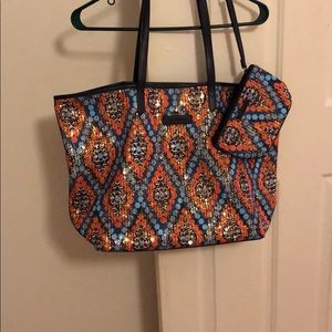 Vera Bradley Sequined Tote Bag w/ Wristlet